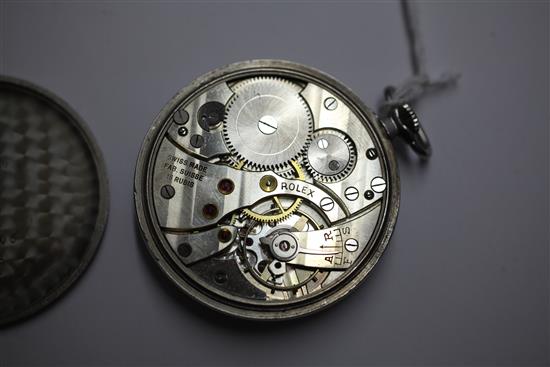 A mid 20th century stainless steel Rolex Precision keyless pocket watch,